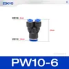 Conector neumático de plástico azul en T PY6 tubo de gas inserción rápida PW junta rápida PEG12-8/4/10 reductor