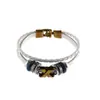 Pulseira de Corda de Couro Trançada Multi-camadas Cruz X Letra Liga de Zinco Pulseira de PU Masculina Personalizada Elegante da Moda Fivela Pulseira de Pulso