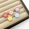 Botones de Flor Iridiscente Pintados en Relieve Frescos y Sencillos Flores Pequeñas de Imitación de Concha Coloridas Vestido para Niños DIY Hecho a Mano