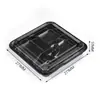 Sanze Caja de Almuerzo Prefabricada Desechable de Plástico PP Engrosado para Verduras Material para Olla Caliente Caja con Correa Exterior Perforada Rectangular