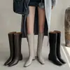 Primer Encuentro Ji Xiaogezi Punta Cuadrada Tacón Grueso Botas Altas Mujer 2026 Otoño Invierno Moda Tacón Oculto Botas Largas Botas de Moda