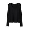 Camiseta Base Branca para Mulheres, Novo Estilo Outono e Inverno 2026, Ombro Regular, Caimento Justo, Gola Redonda, Manga Longa, Top Emagrecedor para Mulheres