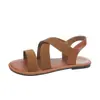 Sandalias Planas con Banda Elástica Transfronterizas 2026 para Mujer, Nuevo Estilo Romano, Talla Grande, Sandalias Sencillas de Color Sólido con Punta Abierta