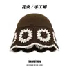 Sombrero de Pescador Tejido a Mano de Diseñador Coreano de Nicho para Mujer en Primavera y Verano para Viajes Sombrero de Cubo Pequeño Calado Tejido que Muestra la Cara