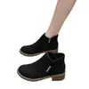 Botas Curtas Retro Foscas de Salto Médio para Mulheres, Comércio Exterior Europeu e Americano, Botas Martin de Salto Grosso e Solado Plano com Zíper Lateral Amazon