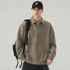 Sudadera para hombre, nueva colección otoño 2026, cuello alto, media cremallera, texturizada, estilo japonés, color liso, prenda exterior de moda