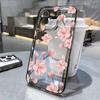 Flores Pequenas Rosa Adequado para iPhone 17 Pro Max Capa de Celular Espacial Apple 16 Transparente 14/13 Furo Fino 15
