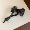 Novo prendedor de cabelo torcido com laço de rede e strass para mulheres, estilo de alta qualidade, acessório de cabelo para meio rabo de cavalo na parte de trás da cabeça