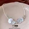 Collar con Colgante de Concha Redonda y Cristal Rosa Estilo Vacaciones en la Playa Cadena Versátil para la Clavícula Lujo Ligero Collar de Gama Alta para Mujeres Venta al por Mayor