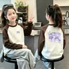 Camiseta térmica de forro polar con cuello redondo para niña 2026 Otoño/Invierno Nuevas llegadas Top para niños Ropa interior casual para niñas Bloque de color Manga larga