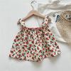 Conjunto de dos piezas de camiseta y pantalones cortos vaqueros de estilo coreano con estampado floral para niñas de verano
