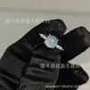 Anillo Nuevo de Plata Chapada Incrustado de Calcedonia Blanco Hielo Ágata Blanca Abierto de Jade para Mujer Suministro en Vivo