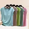 Top de Camiseta sin Mangas Fina de Modal para Mujer en Verano con Almohadillas en el Pecho, Chaleco de Cuello en V, Talla Grande, Adelgazante, Ropa de Casa sin Sujetador