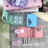 Estuche para Lentes de Contacto de Color Sólido Estilo Simple Corazón de Chica Ins con Espejo Caja para Lentes de Contacto Doble Estuche de Compañero para Pareja Paquete de Dos Pares