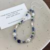 Cadena para Teléfono Móvil con Perlas de Piedra Natural y Vidrio Color Dopamina, Lanyard de Teléfono Móvil de Lujo Ligero de Nicho de Alta Gama para Mujeres