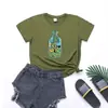 Comercio exterior Camiseta creativa casual europea y americana para mujer Camiseta de cuello redondo con estampado del mundo para mujer