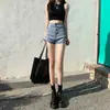 Shorts de Mezclilla Claros para Mujer, Estilo Delgado de Verano, Nuevo Modelo 2022, Hot Pants Adelgazantes con Pliegues Laterales y Atado