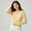 Cardigan Suéter de Cashmere com Renda Patchwork Francês Decote V Outono Inverno Malha Macia e Amiga da Pele Jaqueta Curta