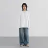 A-Tj0317 # Chicven Camiseta Branca Simples Soltinha de Manga Longa Feminina Versátil Gola Redonda Camisa Básica Escovada