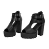 Sandalias de tacón alto para mujer de verano con suelas de goma gruesas antideslizantes, tacones cuadrados, zapatos casuales para mujer de talla grande, sandalias de tacón ultra alto