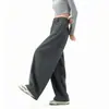 Pantalones de traje negros de cintura alta para mujer, Nuevo estilo Otoño 2026, Pantalones de pierna ancha fluidos de alta gama, Pantalones largos casuales adelgazantes