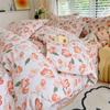Conjunto de Quatro Peças para Cama de Tecido Grosso Antigo, Lençóis de Cama 100% Algodão, Capa de Edredom, Lençóis de Elástico, Conjunto de Três Peças de Capa de Edredom de Verão