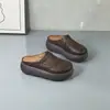 Pantuflas Tejidas de Piel Suave para Mujer, Sandalias de Verano Gruesas para Exteriores, Zapatillas Perezosas a Media Pierna, Nuevas 2026