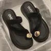 Slippers for Women 2025 Summer New Fashion Versatile Metal Thick-Soled Comfortable Casual Flip-Flops