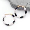 1 Pendientes Colgantes Colgantes de Acero Inoxidable con Recubrimiento al Vacío de Colores Gotas de Aceite con Cierre Redondo de Bambú Accesorios para Joyería DIY