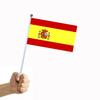 No. 8 Bandera Española 14*21cm Bandera de Poliéster Fabricante Spa Bandera Pequeña de Manivela al Punto Venta al por Mayor con Asta