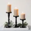 Candelabro vintage de hierro forjado negro con una base alta de columna romana, una bandeja decorativa para el hogar, el comedor o la mesa, adecuado para el comercio electrónico transfronterizo