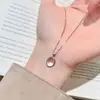 Colgante de Plata de Ley S925 Oval de Cristal Blanco Natural Collar Estilo Lujo Ligero para Mujeres Cadena de Clavícula Versátil Simple de Gama Alta de Nicho