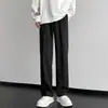 Calça Masculina de Cor Sólida Retro Japonesa Simples Fluida Perna Reta Outono High Street Versátil Emagrece Alonga as Pernas Calça de Comprimento Total