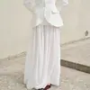 Falda Larga de Retazos Blancos Transfronteriza para Mujer, Estilo Europeo y Americano, Nueva Primavera/Verano 2026, de Cintura Alta, Fluida, Casual y Elegante