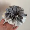 Goma para el pelo de cuadros con encaje, Súper elegante y versátil, Goma para coleta de alta gama, Cuerda elástica para el pelo para mujer