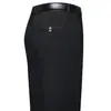 Pantalones Casuales de Algodón Puro Finos de Verano para Hombres de Mediana Edad y Mayores, Pantalones de Traje para Hombre, Cintura Alta y Tiro Profundo, Pantalones Largos de Algodón para Papá de Mediana Edad
