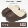 Chinelos de Algodão Impermeáveis para Mulheres, Veludo Removível de Inverno para Casa, Sapatos de Algodão Grossos Antiderrapantes e Quentes para Homens