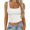Camisola de Tirantes Transfronteriza Europea y Americana para Amazon para Chicas Atrevidas, Ropa de Abrigo de Verano, Cuello Cuadrado, Corta, Sin Mangas, Top de Ropa Interior para Mujer