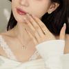 Anel de prata esterlina 925 de alta qualidade estilo japonês e coreano, colar, brincos, requintado laço com incrustação de zircônia, conjunto de joias femininas