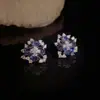 Brincos de Agulha de Prata S925 com Design de Pétala Cheia de Diamantes Vintage para Mulheres, Apresentando um Toque de Luxo Leve, Versátil e de Alta Qualidade