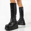 Botas de Cano Médio Leves, Fáceis de Usar e Versáteis com Solado Grosso, Novo Estilo Outono 2025 Y2K Botas de Motociclista Hot Girl, Botas Longas Acima do Joelho