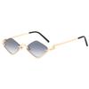 Gafas de sol de medio marco con diamantes, montura pequeña, 2024, nuevas gafas de sol de metal para mujer, gafas de sol de moda europea y americana sencillas para hombres y mujeres.