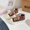 Sapatos com sola grossa para aumentar a altura para mulheres, cano médio, sapatos de lona novo estilo 2026 para mulheres, novo estilo de verão chique nicho versão coreana H1519
