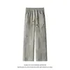 Calça Casual Patchwork Tie-Dye Nova de Verão 2026 para Homens, Tamanho Grande, Perna Reta Ampla Solta Versátil Comprimento Total