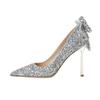 Saltos Agulha Bico Fino, Sapatos de Salto Agulha Femininos, Sapatos de Casamento Borboleta de Cristal, Sapatos de Noiva, Sapatos de Banquete, Temperamento Elegante e Fashion