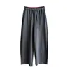 Esconder a carne nota máxima! Calça casual de corte reto com cós elástico, color block patchwork, para mulheres com silhueta em pera, emagrecedora, versátil, com bom caimento e perna larga