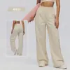 Pantalones de pierna ancha con cintura elástica para mujer, pantalones largos casuales ligeros y transpirables, pantalones deportivos de yoga para correr al aire libre con bolsillo grande