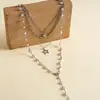 Collar de perlas en capas con cuentas transfronterizo europeo y americano, cadena para la clavícula estilo fiesta vintage, lujo ligero, accesorio versátil de alta gama para mujer