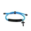 Pulsera Personalizada Publicidad Transfronteriza Logo Personalizado Multicolor Cruz Regalo Navideño Pulsera Trenzada Grabada de Acero de Titanio