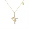 Collar Cruz de Corona Popular Transfronterizo Europeo y Americano para Mujer, Plata S925 Incrustada con Moissanita, Cadena para Clavícula de Nicho de Lujo Ligero